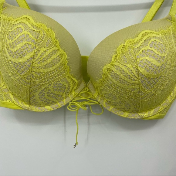 NWT Victoria's Secret Womens Bra Push Up Padded Very Sexy Floral Lace 34D yellow - Picture 2 of 6